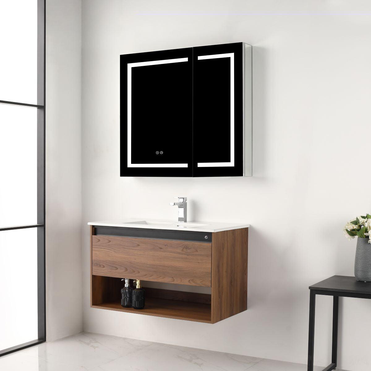 Blossom Bergen 36" Vanity with Dual LED Illumination - Adjustable Lighting and Soft-Close Drawer