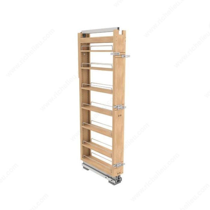Richelieu 448TPF4351 Rev-A-Shelf Pull-Out Pantry with Slides - Wood, Semi-Gloss, 43 21/32 to 52 21/32 in, 5 1/2 in, 5 in