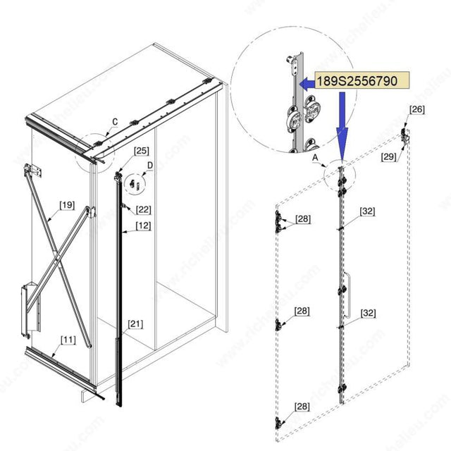 Richelieu 189S2556790 Covering Screen Profile for Folding Concepta