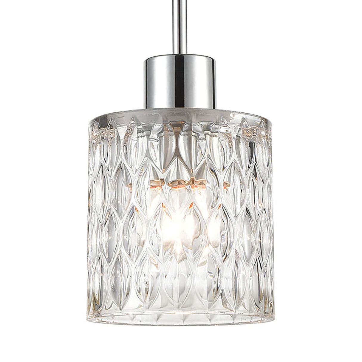 Elk 17424/1 Ezra 1-Light Mini Pendant in Polished Chrome with Textured Clear Crystal