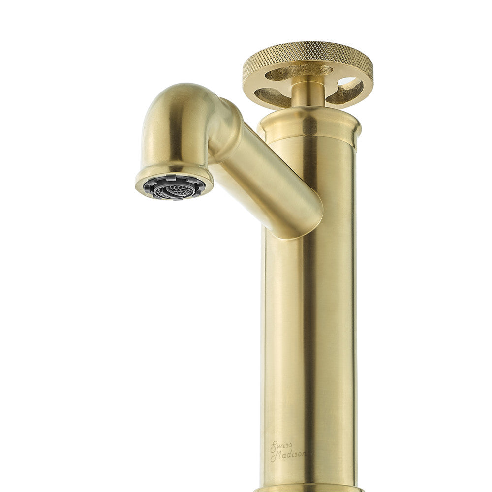 Avallon Single Hole, Single-Handle Wheel, Bathroom Faucet in Brushed Gold