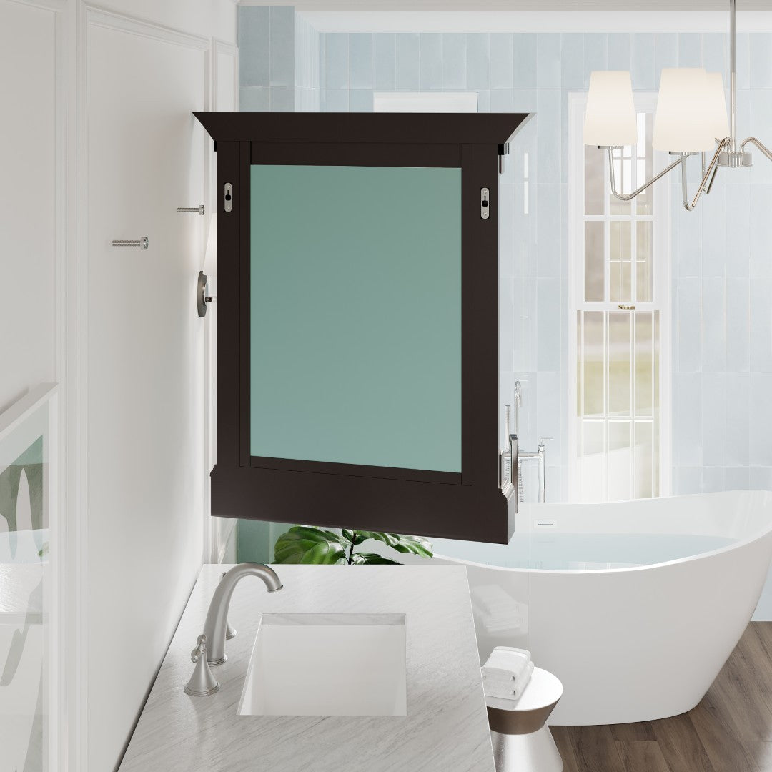 Eviva Preston 36" x 29" Rectangular Aged Chocolate Solid Wood Framed Mirror