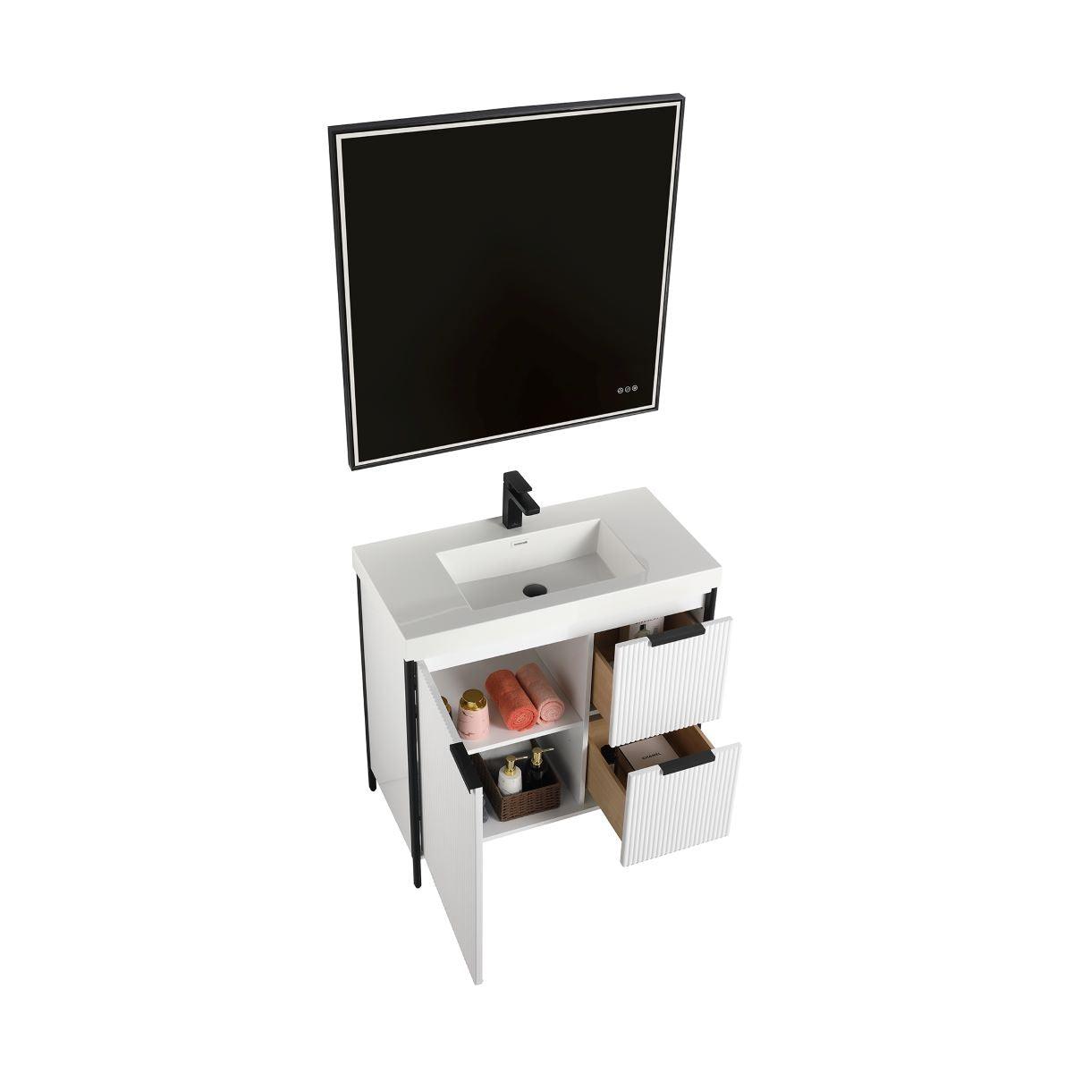 Blossom Zurich 36" Vanity – Glossy White & Metal Grey with Soft-Close Drawers & Ample Storage