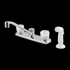 Pfirst Series 2-Handle Kitchen Faucet with White Side Spray in Polished Chrome