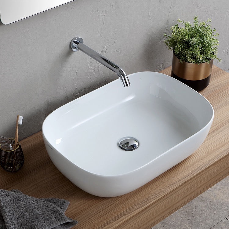 Oval White Ceramic Vessel Sink