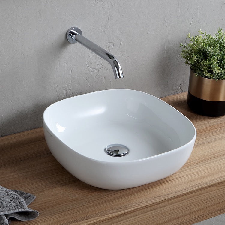 Round White Ceramic Vessel Sink