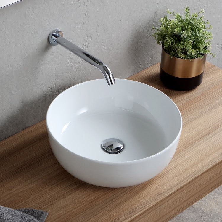 Round White Ceramic Vessel Sink