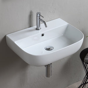 Modern White Ceramic Wall Mounted or Vessel Sink