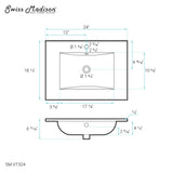 Ceramic Vanity Top 24 with Single Faucet Hole