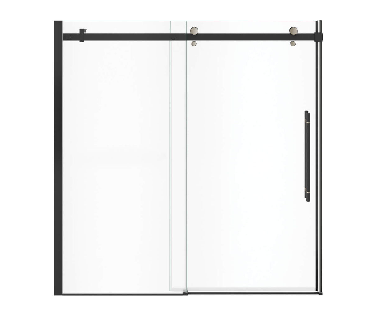 MAAX 138480-900-370-000 Vela 56 ½-59 x 59 in. 8 mm Sliding Tub Door for Alcove Installation with Clear glass in Matte Black and Brushed Nickel