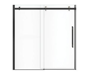 MAAX 138480-900-370-000 Vela 56 ½-59 x 59 in. 8 mm Sliding Tub Door for Alcove Installation with Clear glass in Matte Black and Brushed Nickel
