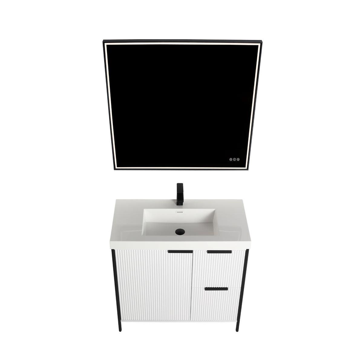 Blossom Zurich 36" Vanity – Glossy White & Metal Grey with Soft-Close Drawers & Ample Storage