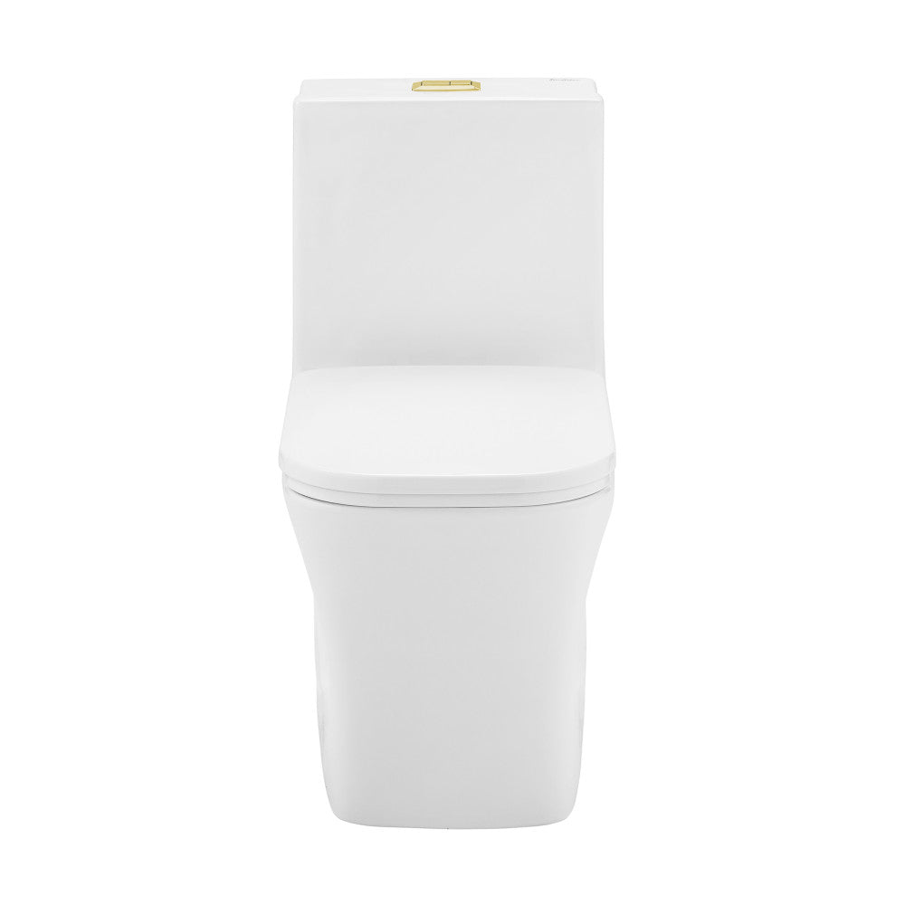 Concorde One Piece Square Toilet Dual Flush, Brushed Gold Hardware 1.1/1.6 gpf