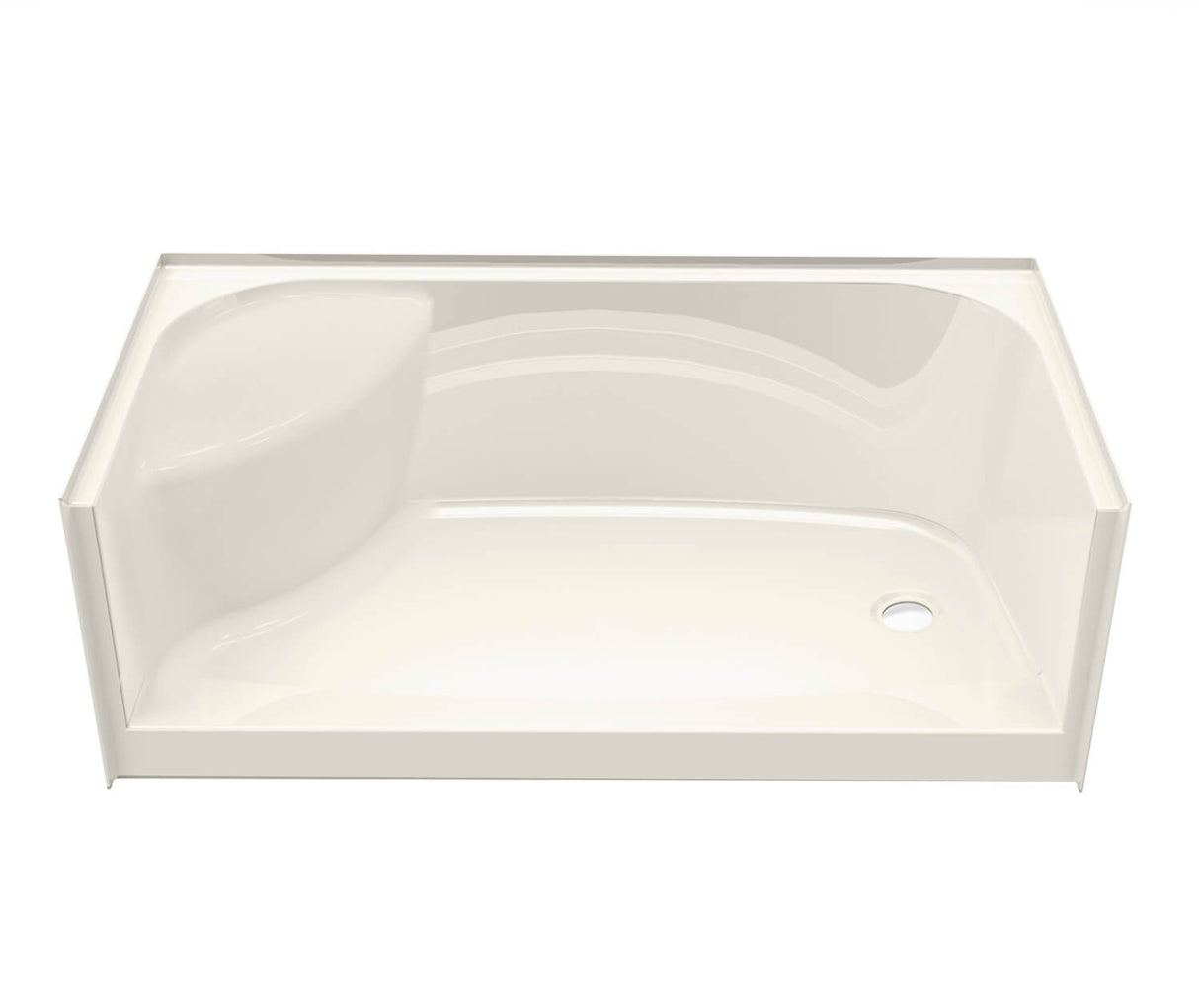 Aker SPS 3060 AcrylX Alcove Left-Hand Drain Shower Base in Biscuit