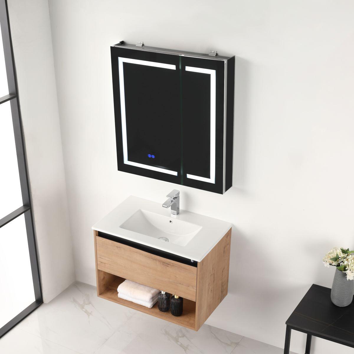 Blossom Bergen 30" Vanity with Dual LED Illumination - Adjustable Lighting and Sleek Storage Design
