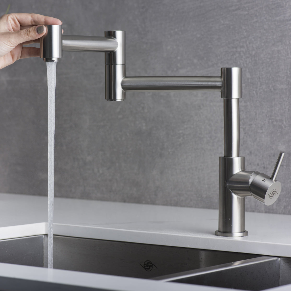 DAX Stainless Steel Sink Kitchen Faucet, Brushed Stainless Steel DAX-006-01