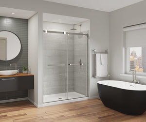 MAAX 136955-810-290-000 Duel Alto 56-59 X 78 in. 8mm Bypass Shower Door for Alcove Installation with GlassShield® glass in Brushed Nickel & Matte White