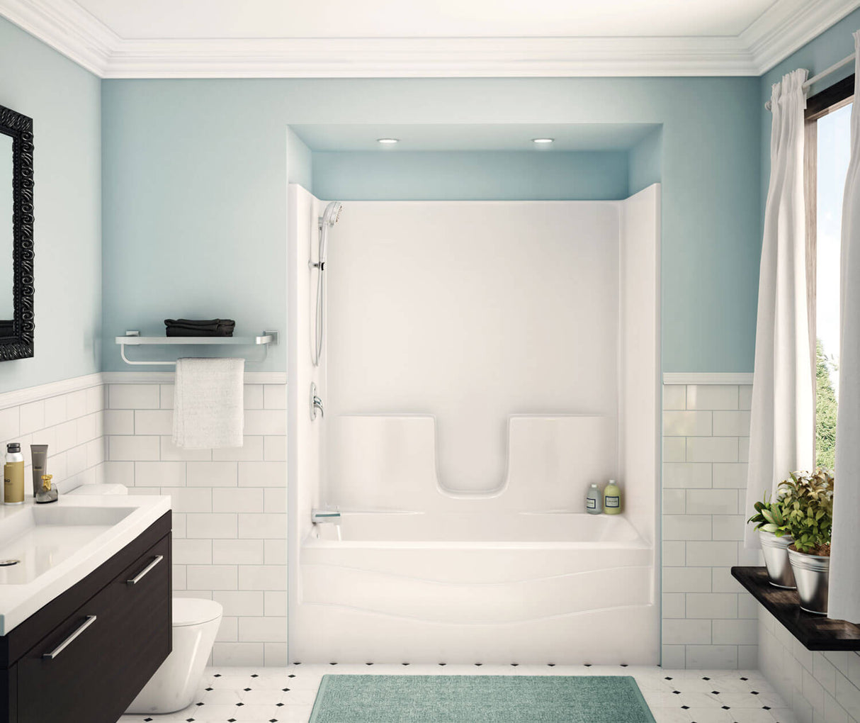 MAAX 105288-000-002-501 TS-3060 AcrylX Alcove Left-Hand Drain One-Piece Tub Shower in White