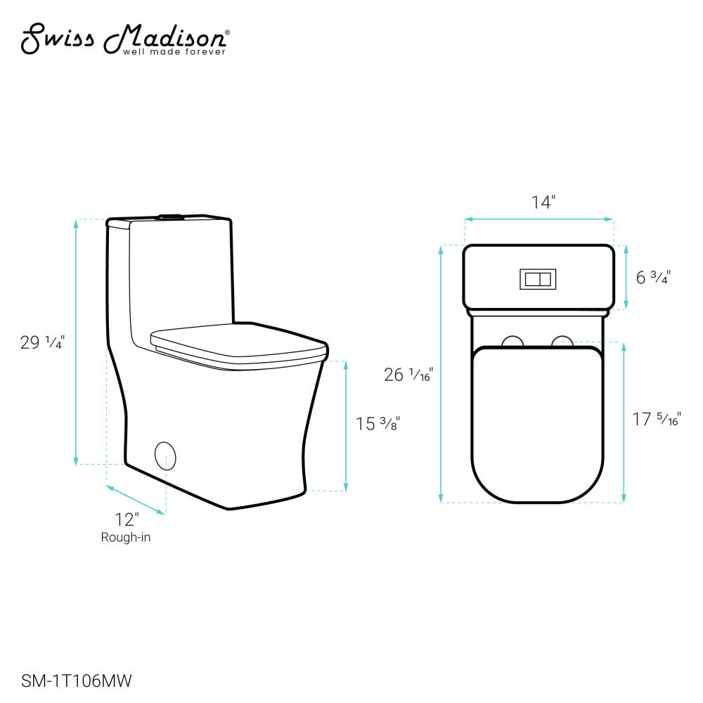 Concorde One Piece Square Toilet Dual Flush 1.1/1.6 gpf in Matte White