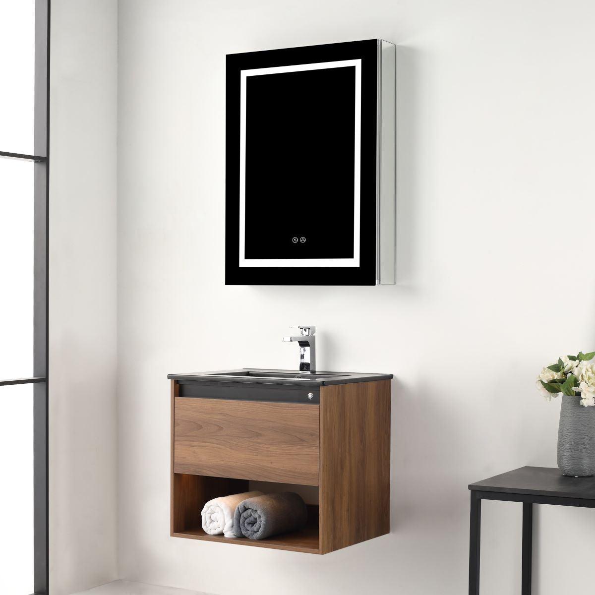 Blossom Bergen 24" Vanity with Dual LED Illumination - Adjustable Lighting and Soft-Closing Drawer