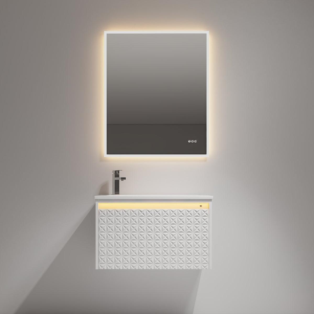 Blossom Thun Glossy White 30″ Vanity with Droplet-Shaped Basin - LED Illuminated, front