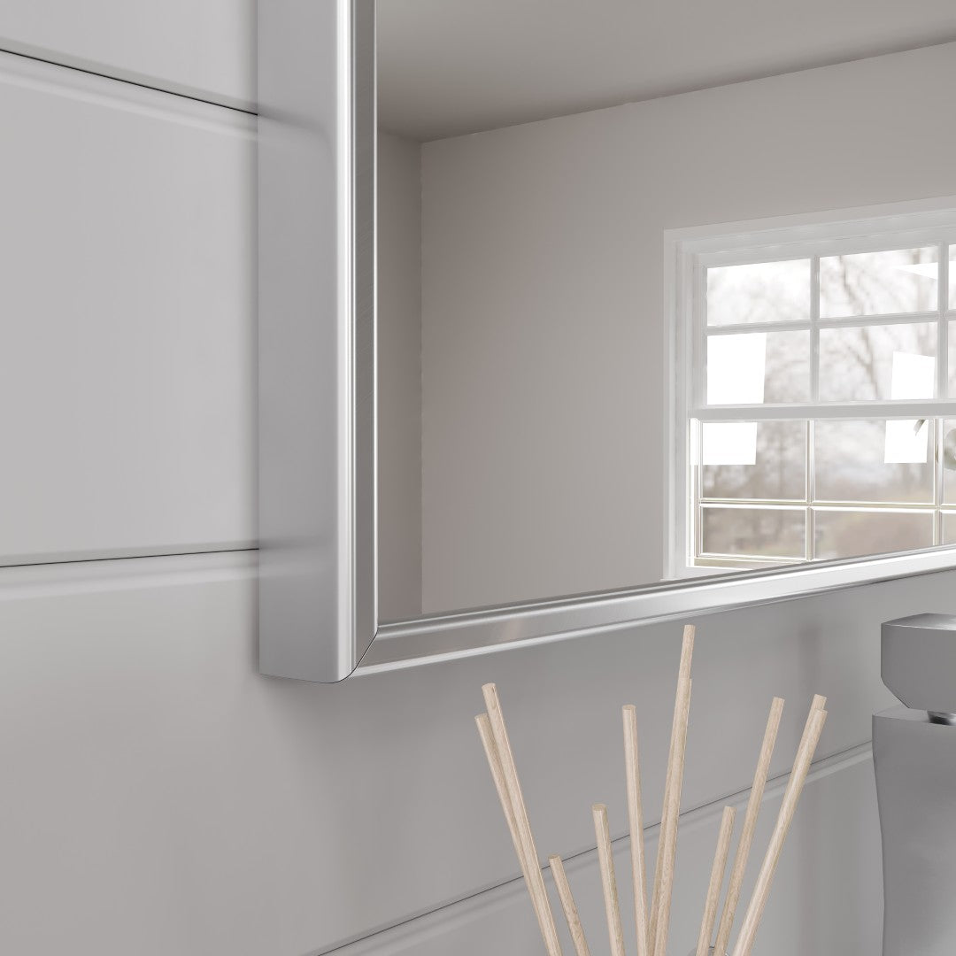 Eviva Sax 24" x 30" Rectangular Brushed Nickel Metal Framed Mirror