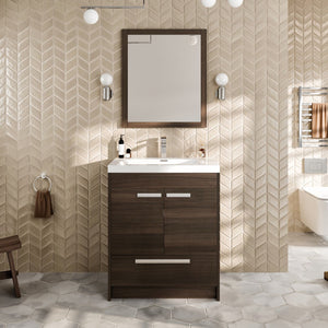 Lugano 24 in. Gray Oak Single Sink Bath Vanity with Acrylic Top and Integrated Sink