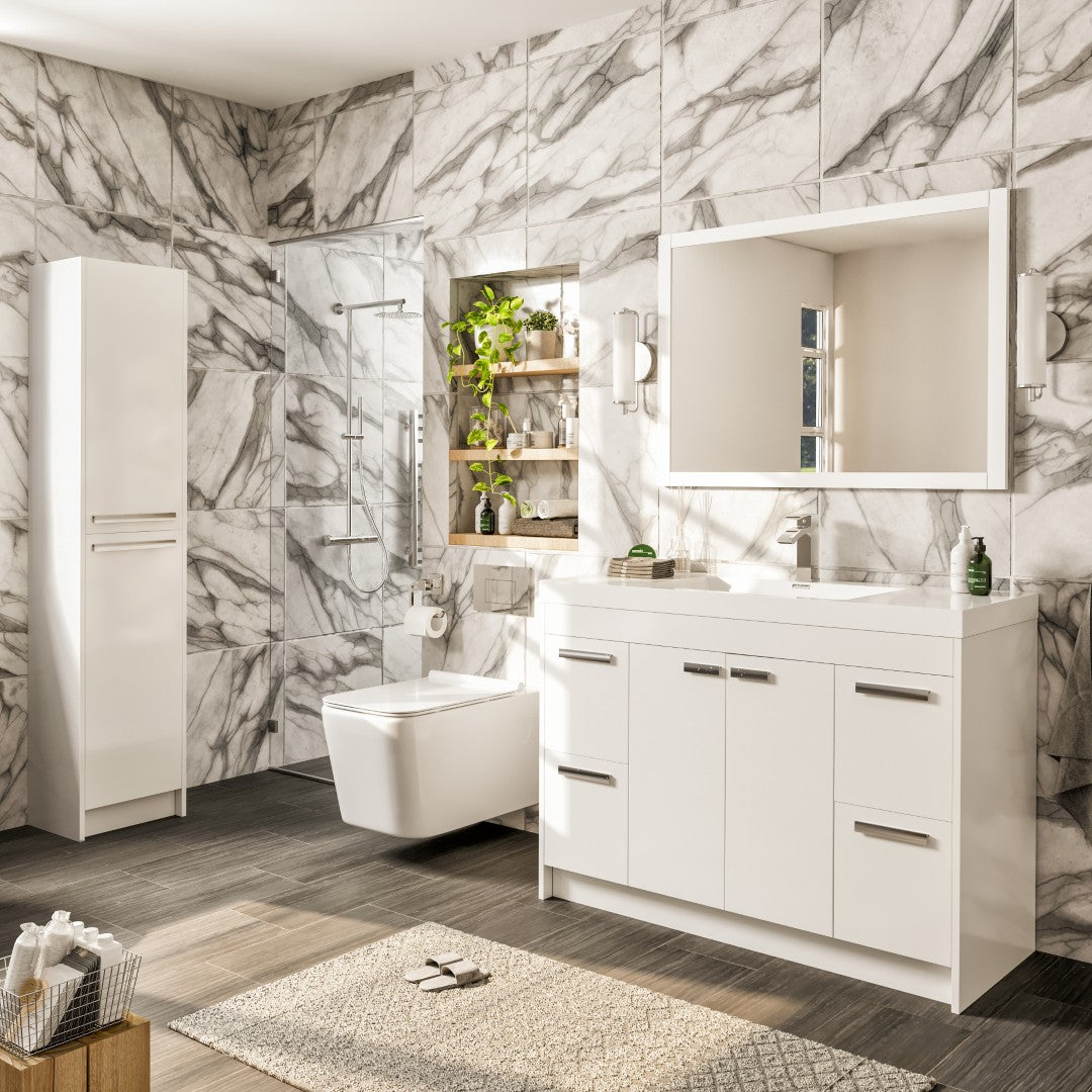Lugano 48 in. White Single Sink Bath Vanity with Acrylic Top and Integrated Sink