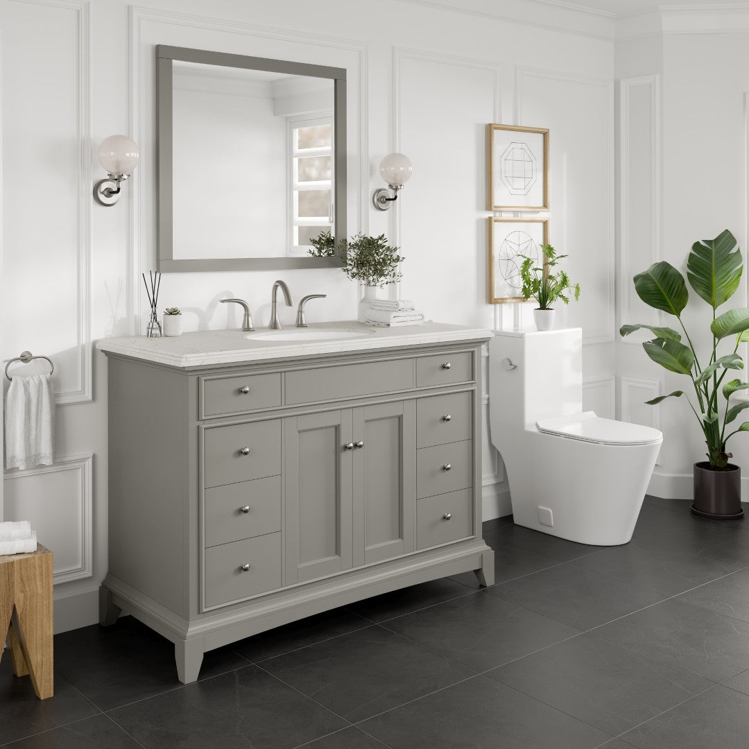 Elite Stamford 42 in. Gray Single Sink Bath Vanity with Carrara Quartz Top and Undermount Porcelain Sink