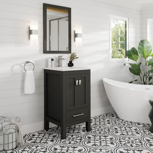 London 24 in. Espresso Single Sink Bath Vanity with Carrara Quartz Top and Undermount Porcelain Sink
