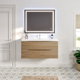 Smile 48 in. White Oak Wall Mount Single Sink Bath Vanity with Acrylic Top and Integrated Sink