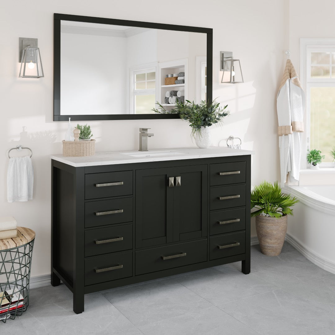 London 48 in. Espresso Single Sink Bath Vanity with Carrara Quartz Top and Undermount Porcelain Sink