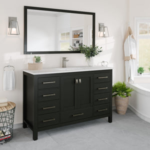 London 48 in. Espresso Single Sink Bath Vanity with Carrara Quartz Top and Undermount Porcelain Sink