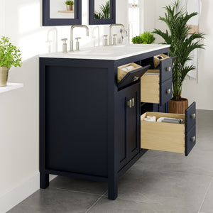Artemis 60 in. Blue Double Sink  Bath Vanity with Engineered Top and Undermount Porcelain Sinks