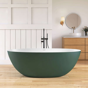 New England Home Goods Matterhorn 65" Freestanding Tub in Green - Stone Resin Solid Surface