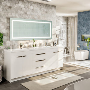 Lugano 84 in. White Double Sink  Bath Vanity with Acrylic Top and Integrated Sinks