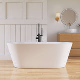 New England Home Goods 63" Modern Rectangular Freestanding Solid Surface Resin Stone Soaking Bathtub