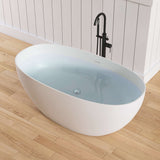 New England Home Goods 59" White Large Capacity Freestanding Deep Soaking Acrylic Bathtub