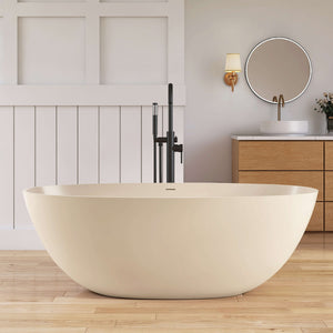 New England Home Goods Tulum 65" Freestanding Tub in Milk Coffee - Stone Resin Solid Surface