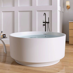 New England Home Goods Myrtle 49" Freestanding Tub in White - Stone Resin Solid Surface