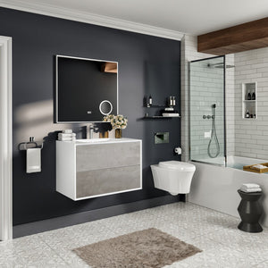 Vienna 36 in. Concrete Gray Wall Mount Single Sink Bath Vanity with Acrylic Top and Integrated Sink