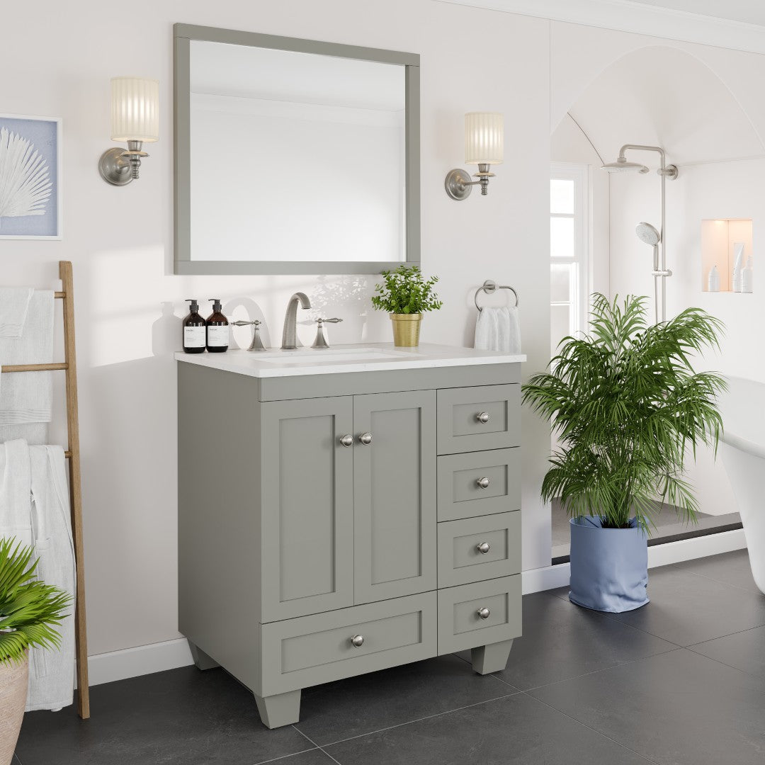 Acclaim 30 in. Gray Single Sink Bath Vanity with Carrara Quartz Top and Undermount Porcelain Sink
