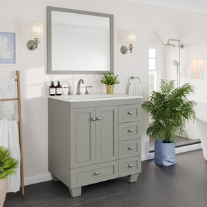 Acclaim 30 in. Gray Single Sink Bath Vanity with Carrara Quartz Top and Undermount Porcelain Sink