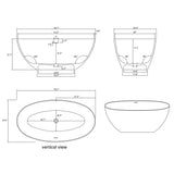 New England Home Goods 55" Modern Round Freestanding Bathtub – Deep Soaking Solid Surface Resin Stone Tub