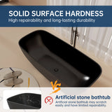 New England Home Goods 67" Solid Surface Freestanding Soaking Tubs in Matte Black