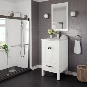 London 24 in. White Single Sink Bath Vanity with Carrara Quartz Top and Undermount Porcelain Sink
