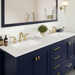 Aberdeen 72 in. Blue Double Sink  Bath Vanity with Carrara Quartz Top and Undermount Porcelain Sinks