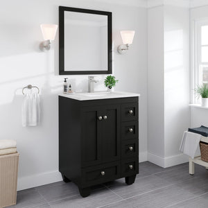 Acclaim 24 in. Espresso Single Sink Bath Vanity with Carrara Quartz Top and Undermount Porcelain Sink