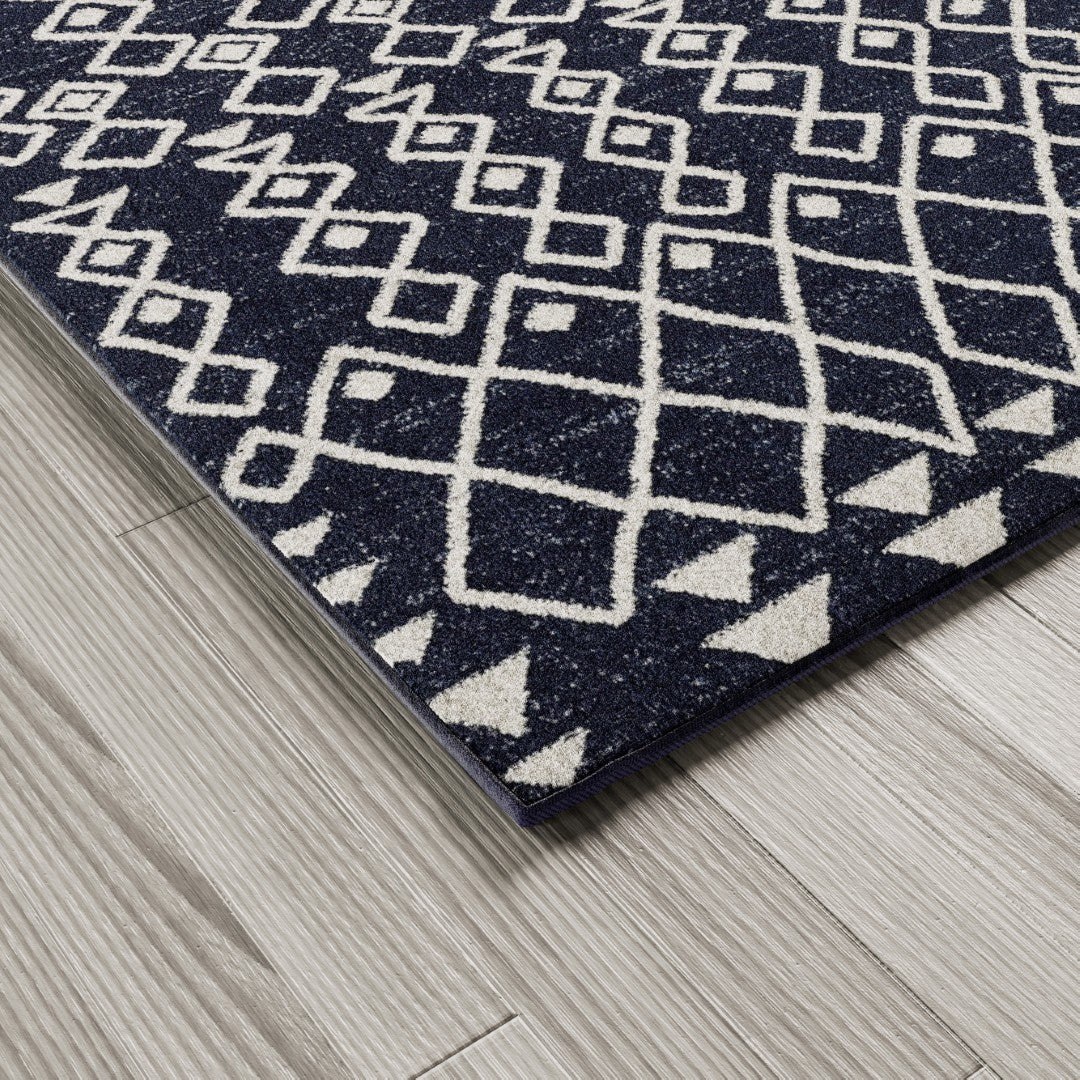 Eviva Loops 5' x 7' Ikat Blue/Cream Rug