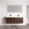 Blossom Annecy 60" Double Sink Wall-Hung Vanity - Modern Minimalist Design with Soft-Closing Drawers in Dark Walnut 
